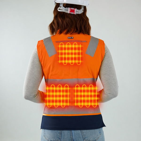 Jackoli™ Hi-Vis Heated Vest | Orange | Unisex | No Battery or Charger