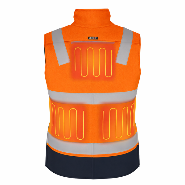 Jackoli™ Hiviz Heated Vest with 10k battery + charger [Orange]
