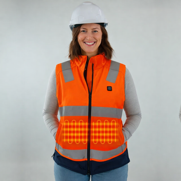 Jackoli™ Hiviz Heated Vest with 10k battery + charger [Orange]